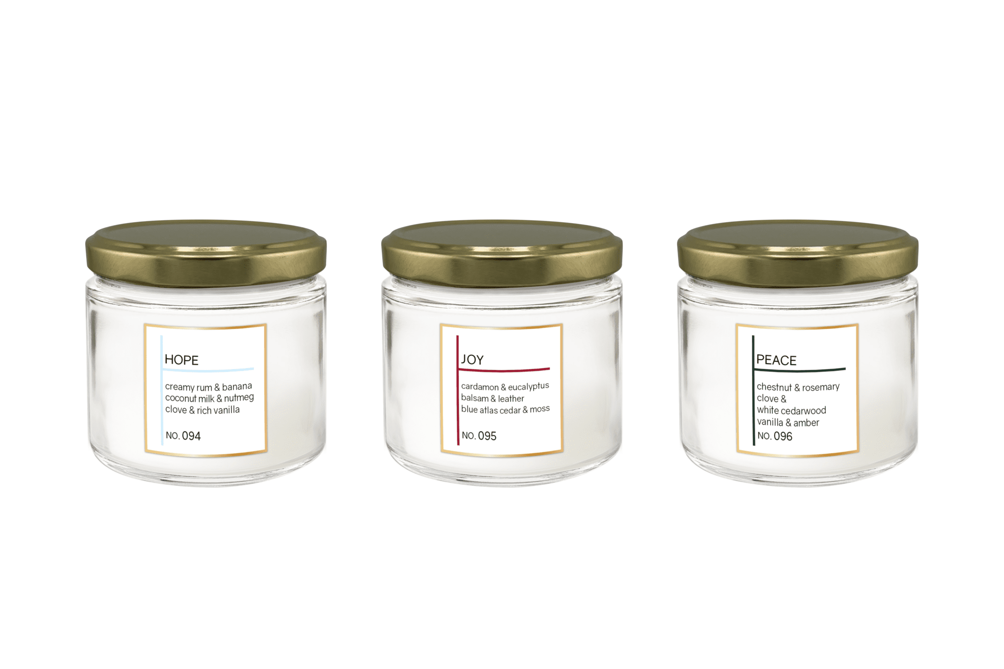 Holiday Set! Hope, Peace & Joy 12oz Candles Glow Scented Candles